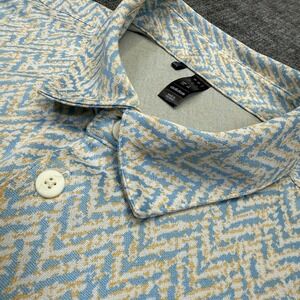 Adidas Men's Large Fairway Jacquard Golf Polo Shirt Geometric Print Blue